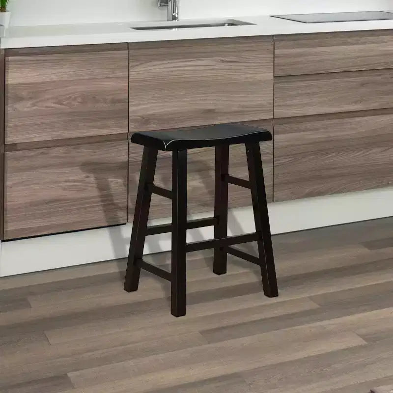 Tabourets de bar à hauteur de comptoir de cuisine en bois massif robustes avec siège en forme de selle
