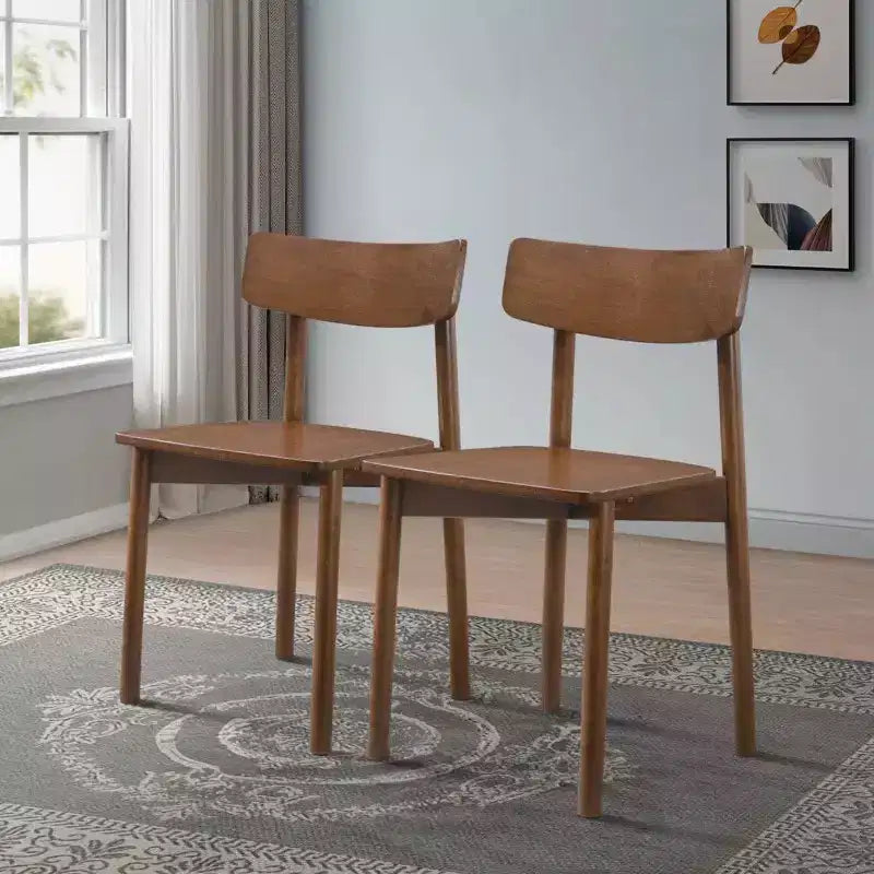 Chaises de salle à manger Mid-Century Modern en noyer massif