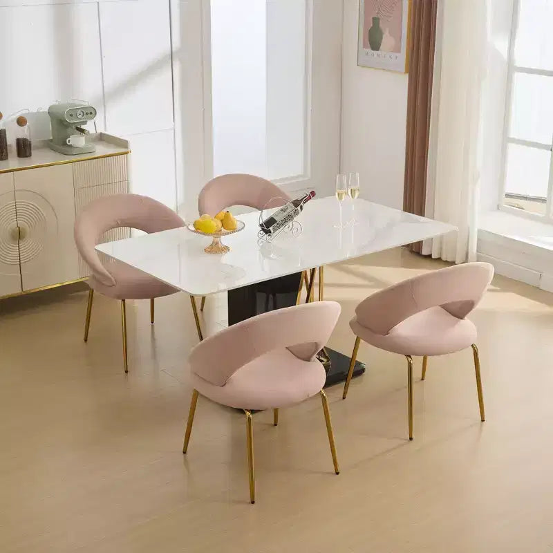 Lot de 1 chaises de salle à manger en velours avec dossier incurvé