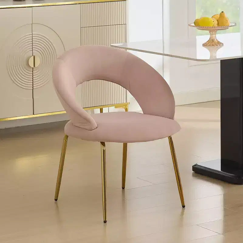 Lot de 1 chaises de salle à manger en velours avec dossier incurvé