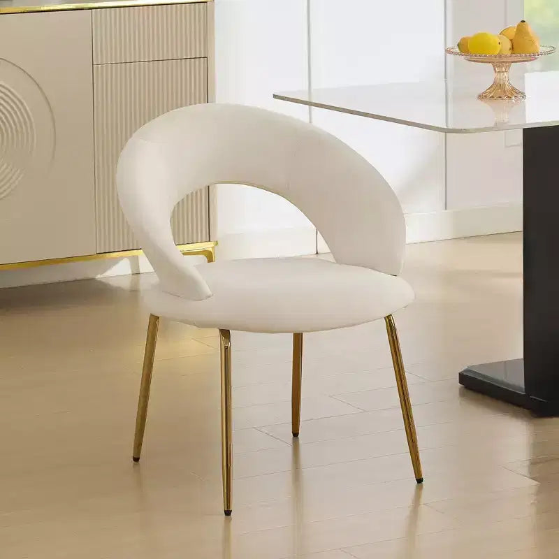 Lot de 1 chaises de salle à manger en velours avec dossier incurvé