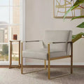 Okak Leisure Accent Chair with Comfy Back Upholstery Cushion Gold Metal Frame Stylish Reading Armchair for Living Room Waiting Room