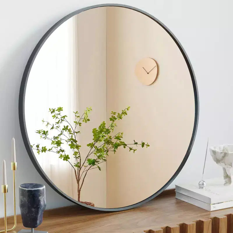 20 Inch Round Bathroom Mirror, Over Sink Aluminum Wall Mirror with Rustproof Coating, Black