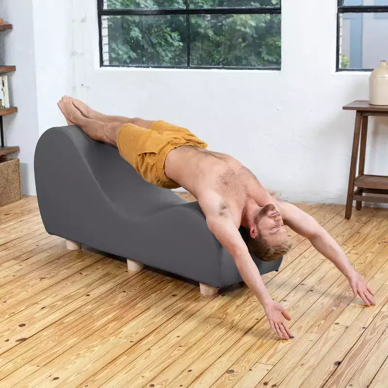 Chaise longue pour l'étirement et la relaxation, pieds en bois d'hévéa
