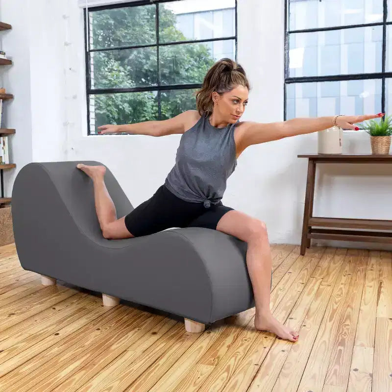 Chaise longue pour l'étirement et la relaxation, pieds en bois d'hévéa