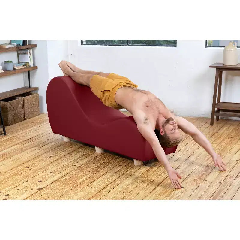 Chaise longue pour l'étirement et la relaxation, pieds en bois d'hévéa