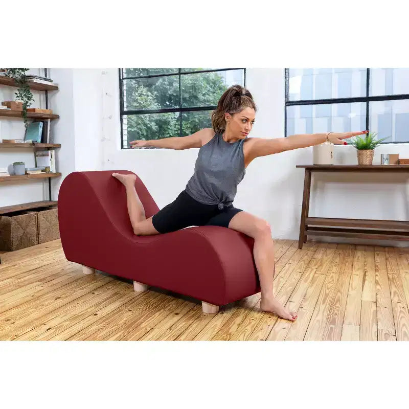 Chaise longue pour l'étirement et la relaxation, pieds en bois d'hévéa