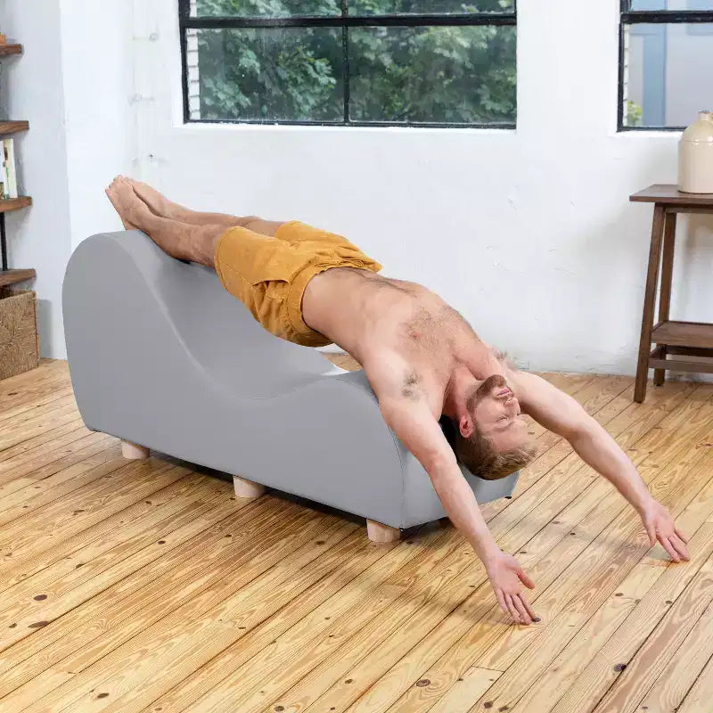Chaise longue pour l'étirement et la relaxation, pieds en bois d'hévéa