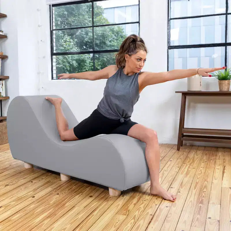 Chaise longue pour l'étirement et la relaxation, pieds en bois d'hévéa