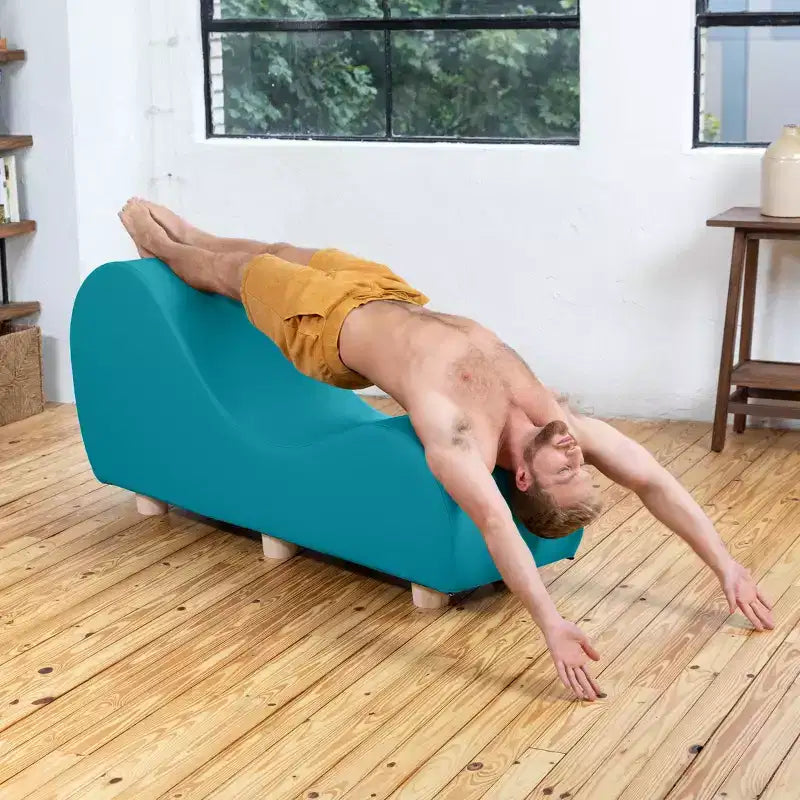 Chaise longue pour l'étirement et la relaxation, pieds en bois d'hévéa
