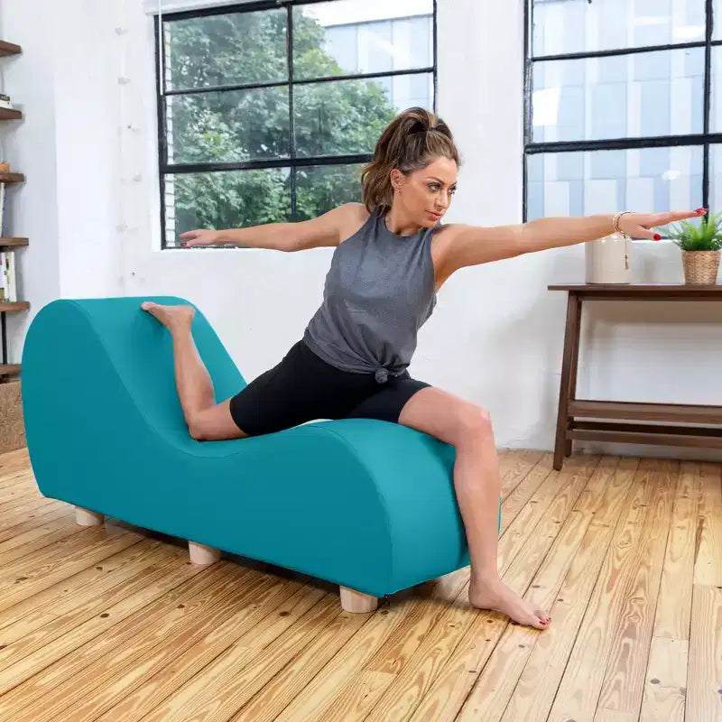 Chaise longue pour l'étirement et la relaxation, pieds en bois d'hévéa