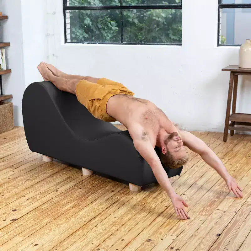 Chaise longue pour l'étirement et la relaxation, pieds en bois d'hévéa