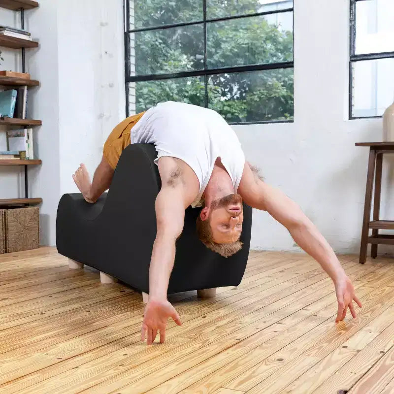 Chaise longue pour l'étirement et la relaxation, pieds en bois d'hévéa