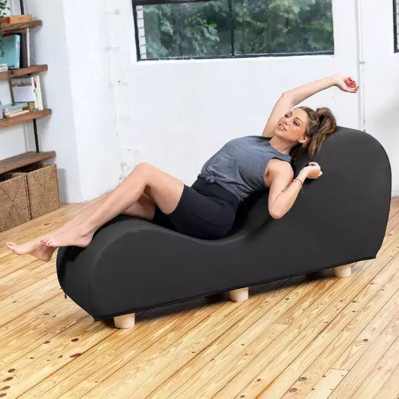 Chaise longue pour l'étirement et la relaxation, pieds en bois d'hévéa