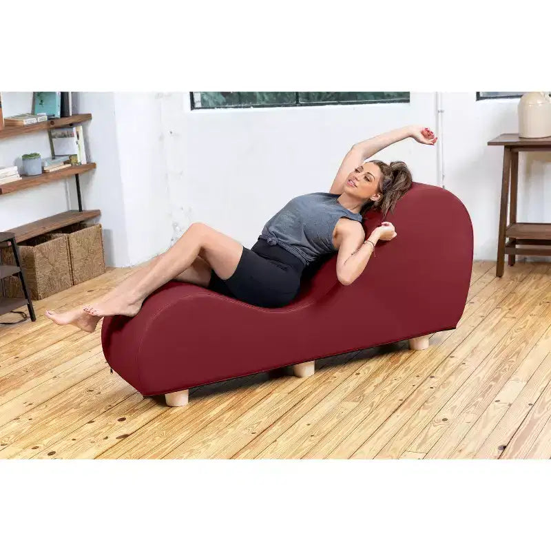 Chaise longue pour l'étirement et la relaxation, pieds en bois d'hévéa