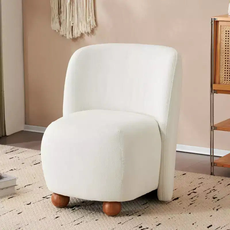 Okak Accent Chairs for Bedroom, Modern Low Back Accent Chair, Upholstered Armless Living Room Chairs, Round Pine Wood Feet