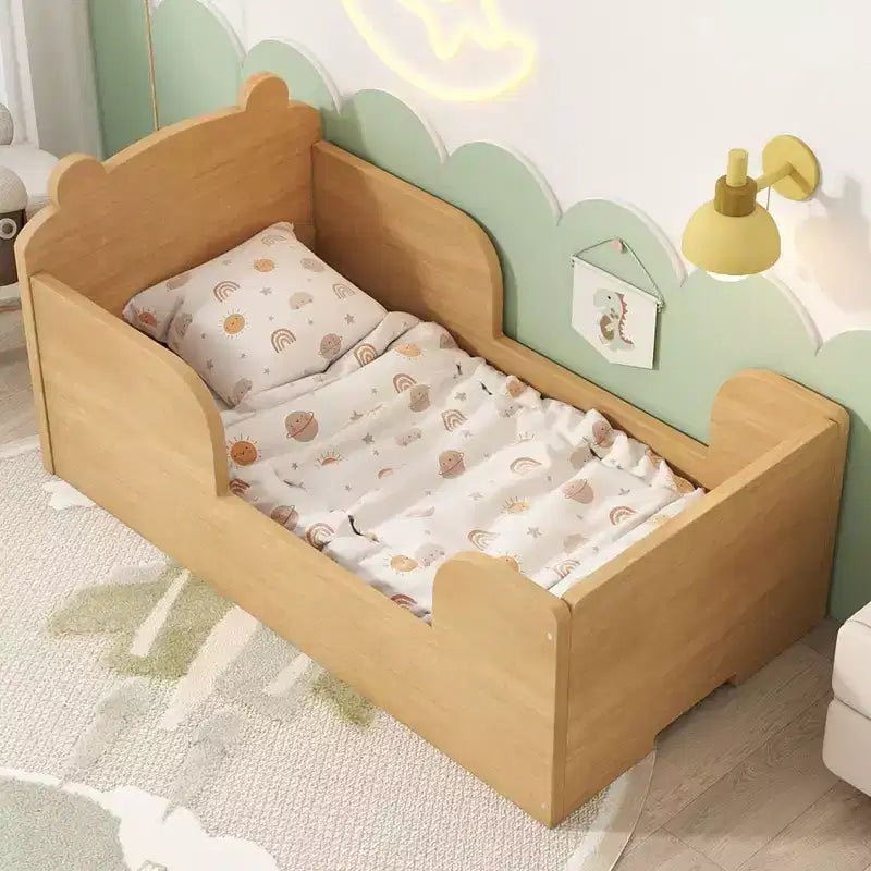 Lit d'enfant en forme d'ours pour les 3-6 ans, cadre de lit pour tout-petits avec barrière de sécurité