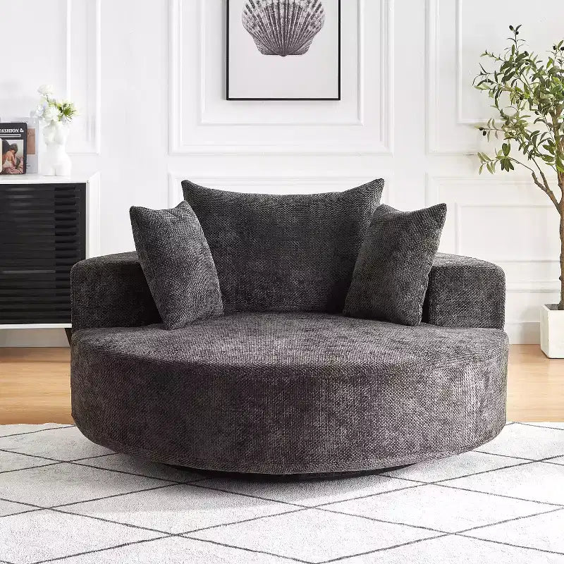Fauteuil pivotant avec oreiller, fauteuil simple moelleux moderne