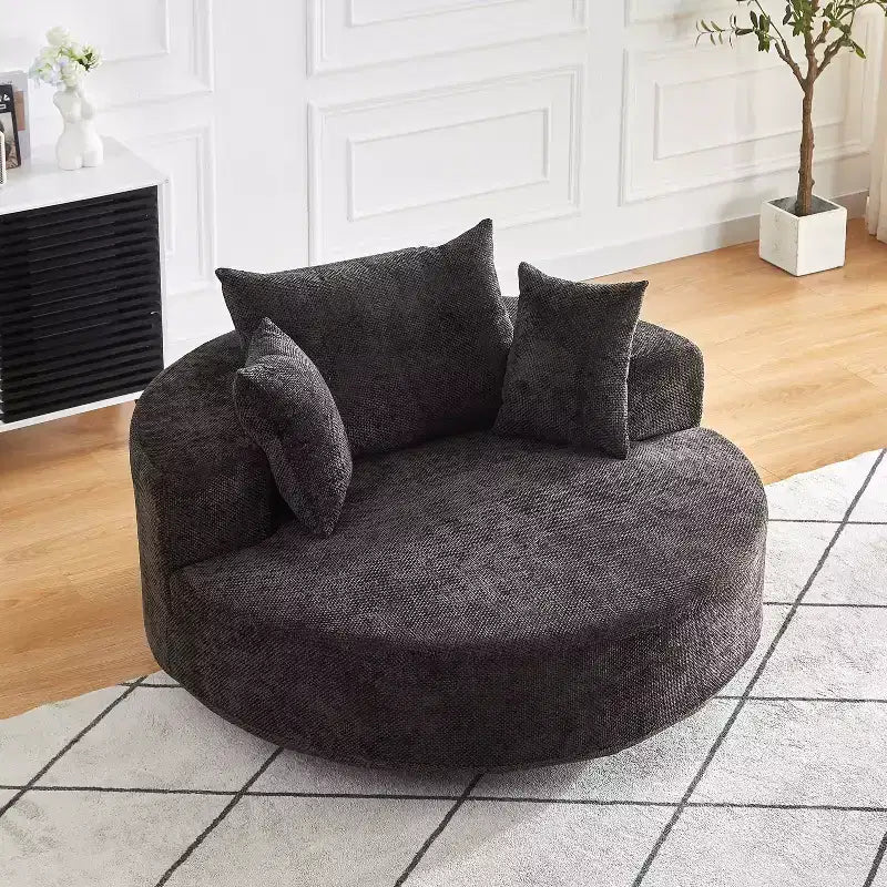Fauteuil pivotant avec oreiller, fauteuil simple moelleux moderne