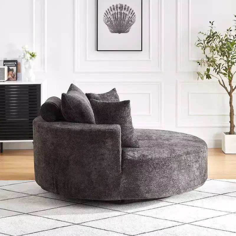 Fauteuil pivotant avec oreiller, fauteuil simple moelleux moderne