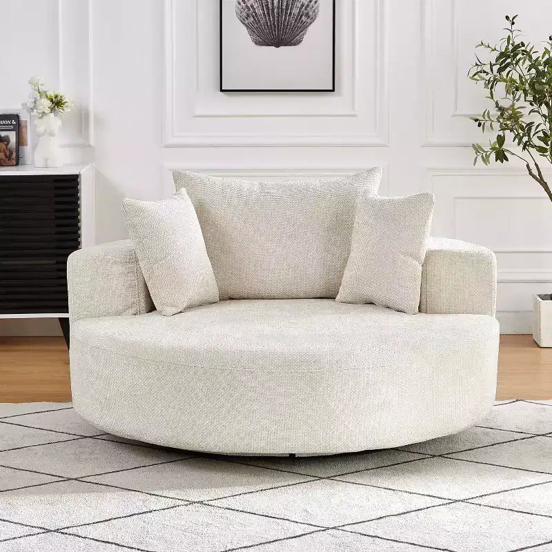 Fauteuil pivotant avec oreiller, fauteuil simple moelleux moderne