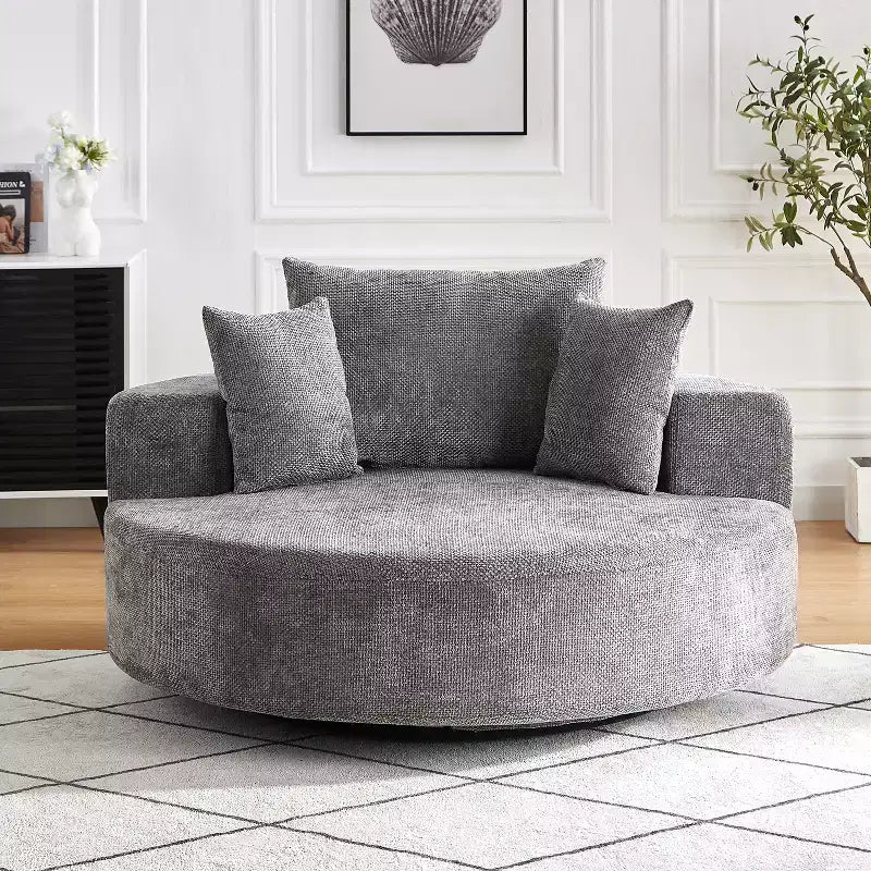 Fauteuil pivotant avec oreiller, fauteuil simple moelleux moderne