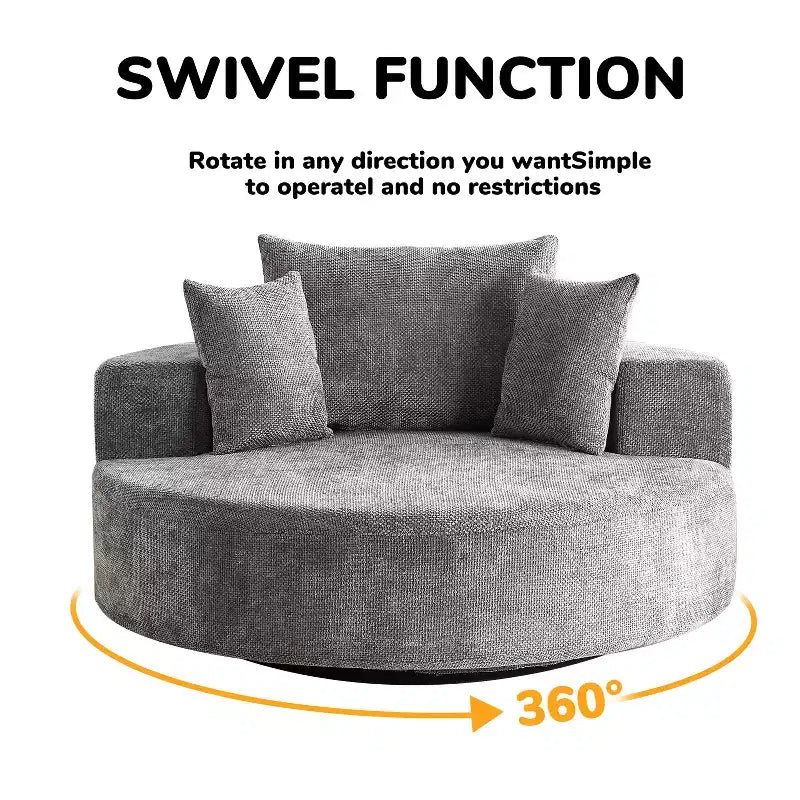 Fauteuil pivotant avec oreiller, fauteuil simple moelleux moderne