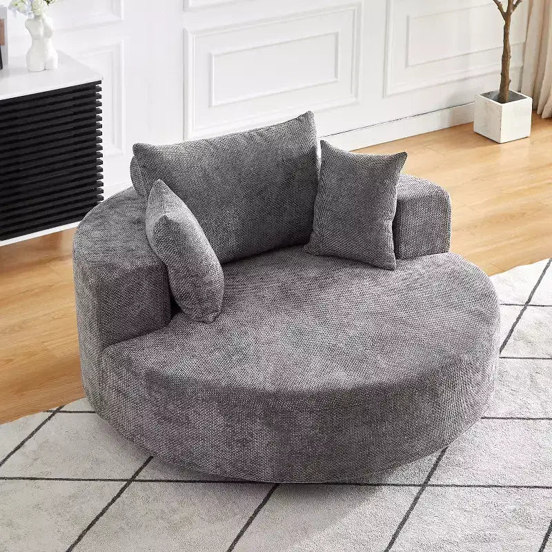 Fauteuil pivotant avec oreiller, fauteuil simple moelleux moderne