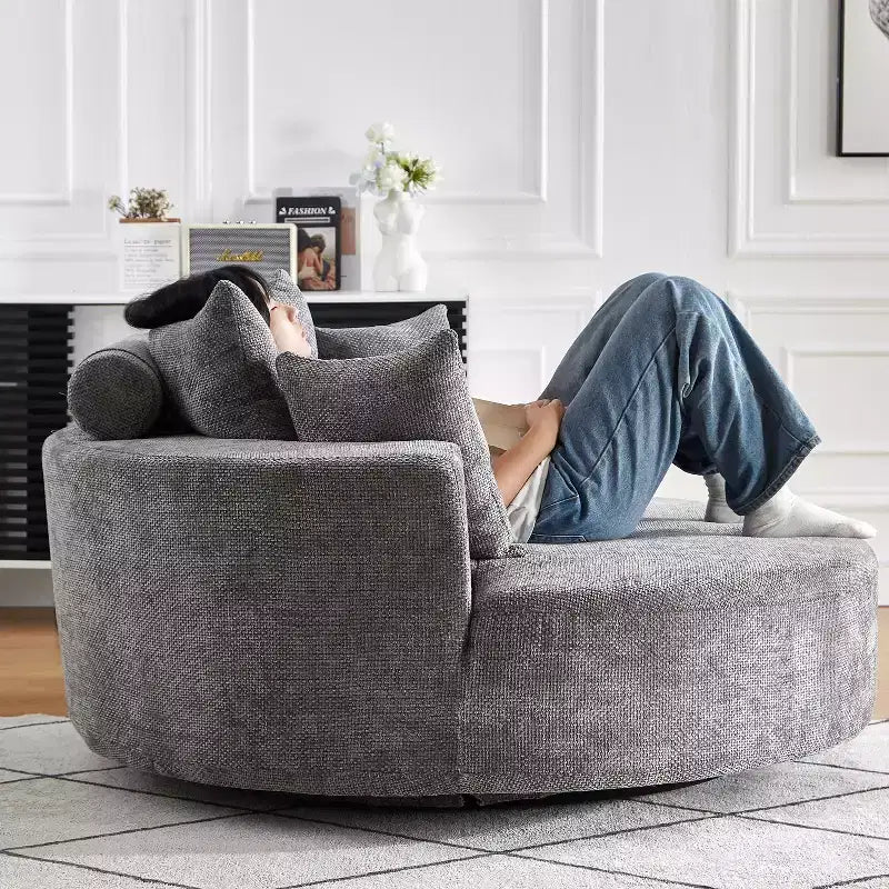 Fauteuil pivotant avec oreiller, fauteuil simple moelleux moderne