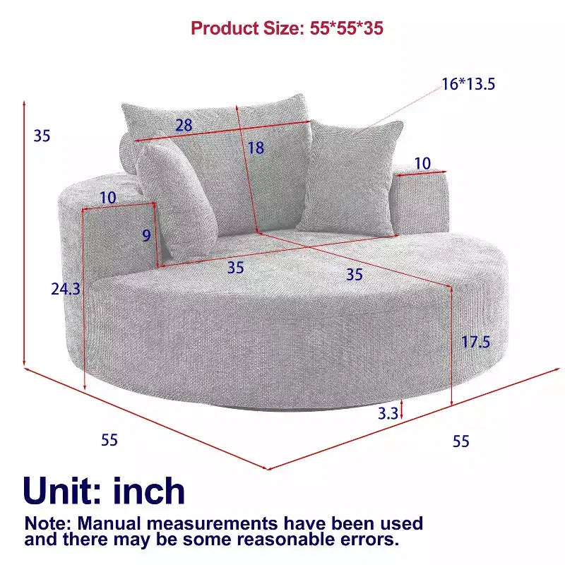 Fauteuil pivotant avec oreiller, fauteuil simple moelleux moderne