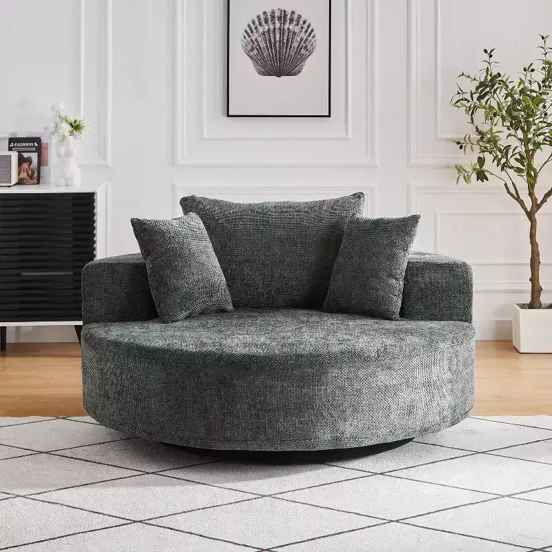 Fauteuil pivotant avec oreiller, fauteuil simple moelleux moderne