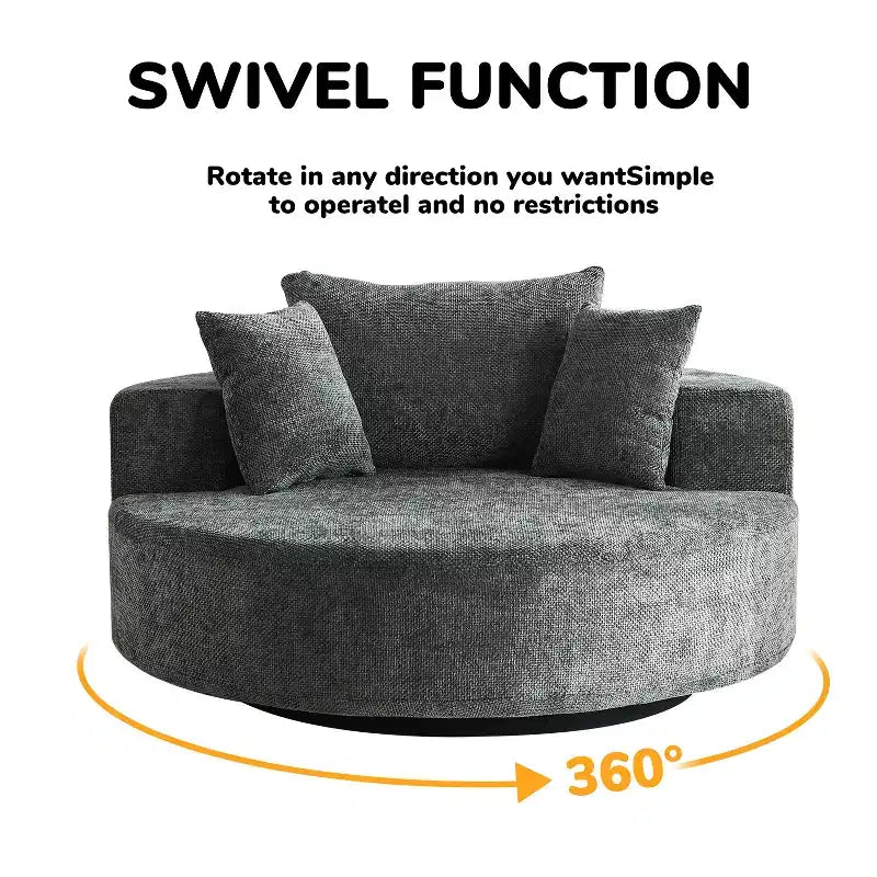 Fauteuil pivotant avec oreiller, fauteuil simple moelleux moderne