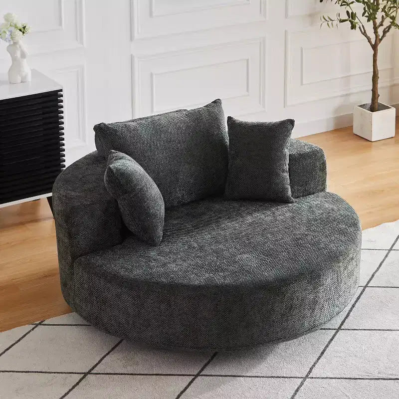 Fauteuil pivotant avec oreiller, fauteuil simple moelleux moderne