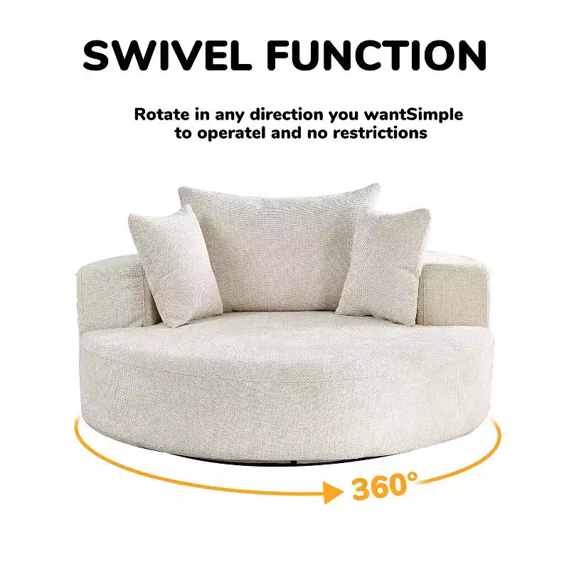 Fauteuil pivotant avec oreiller, fauteuil simple moelleux moderne