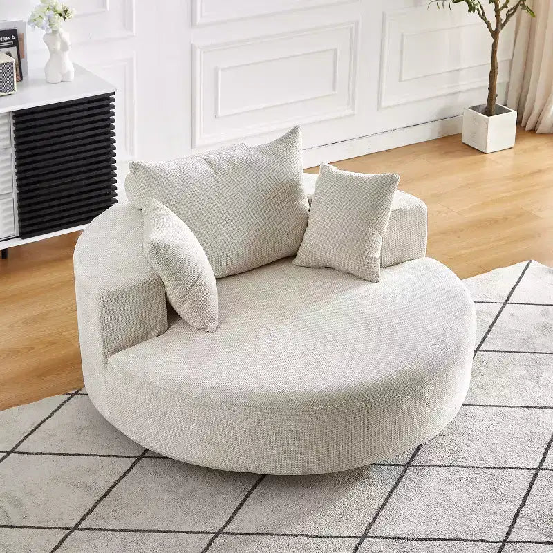 Fauteuil pivotant avec oreiller, fauteuil simple moelleux moderne