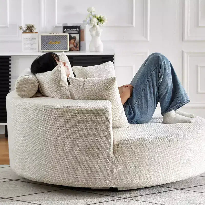 Fauteuil pivotant avec oreiller, fauteuil simple moelleux moderne