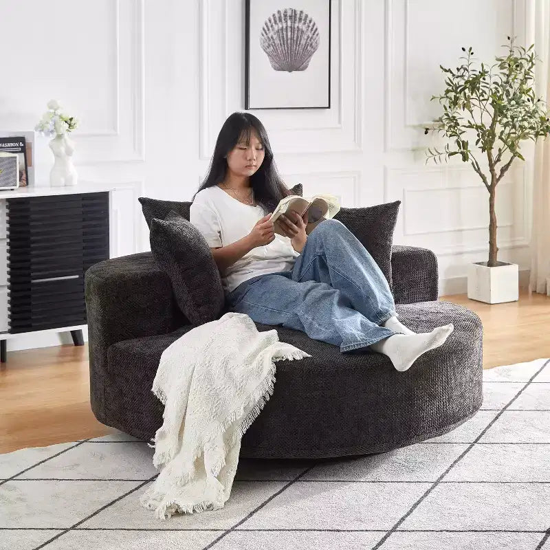 Fauteuil pivotant avec oreiller, fauteuil simple moelleux moderne
