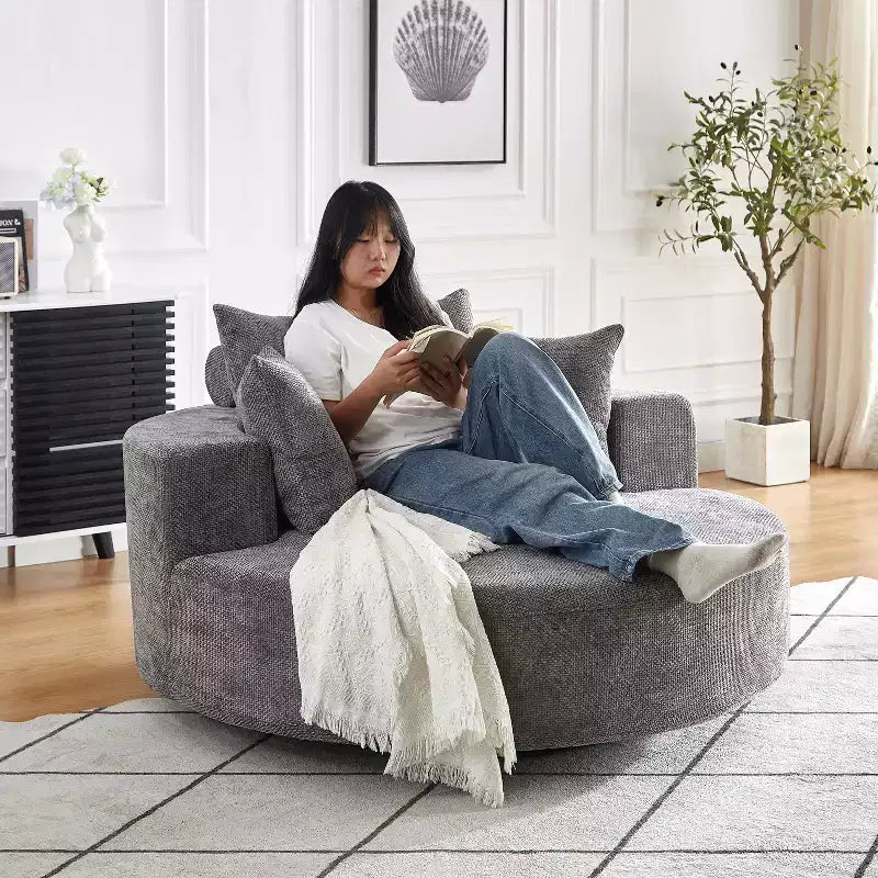 Fauteuil pivotant avec oreiller, fauteuil simple moelleux moderne