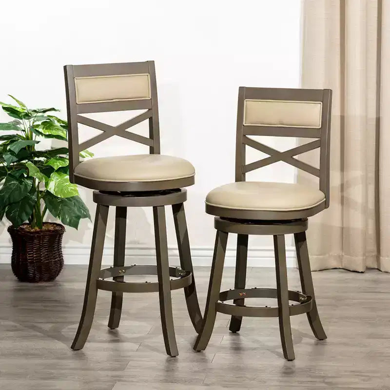 Tabouret de comptoir tournant moderne 24", chaise de salle à manger sans dossier rembourrée