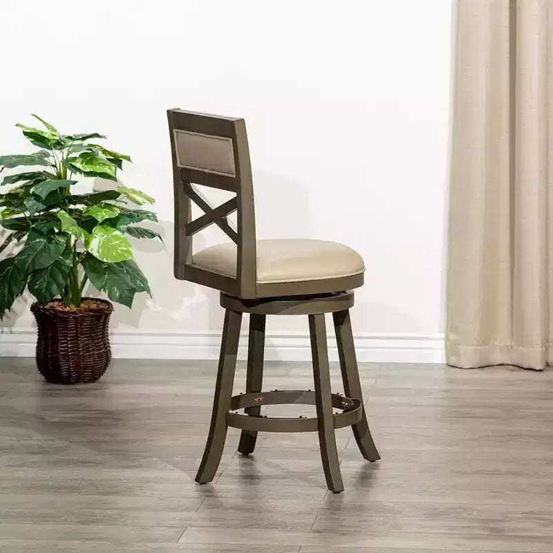 Tabouret de comptoir tournant moderne 24", chaise de salle à manger sans dossier rembourrée