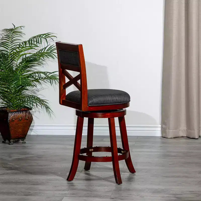 Tabouret de comptoir tournant moderne 24", chaise de salle à manger sans dossier rembourrée