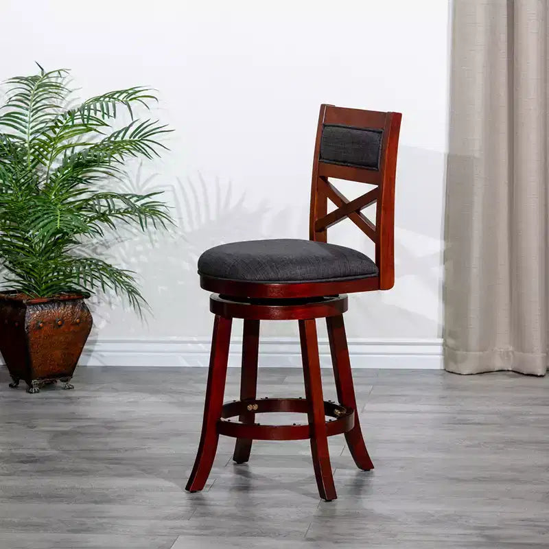 Tabouret de comptoir tournant moderne 24", chaise de salle à manger sans dossier rembourrée