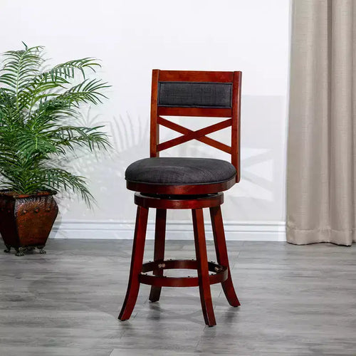 24 Modern Turning Counter Stool, Upholstered Backless Dining Chair, X-Back Bar Stool for Kitchen, Restaurant, Office, Living Room