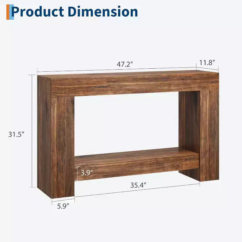 Console de ferme avec étagère de rangement à 2 niveaux