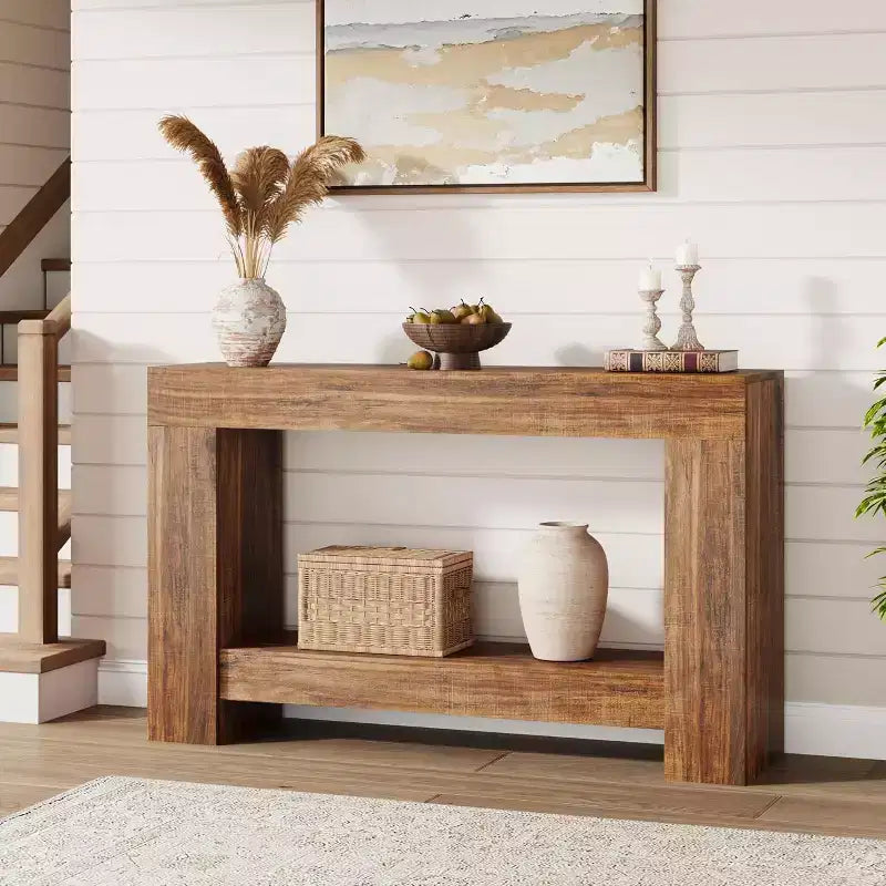 Console de ferme avec étagère de rangement à 2 niveaux