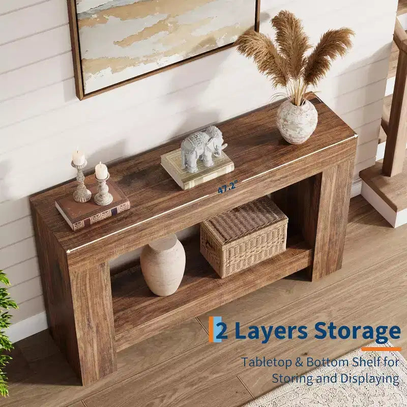 Console de ferme avec étagère de rangement à 2 niveaux