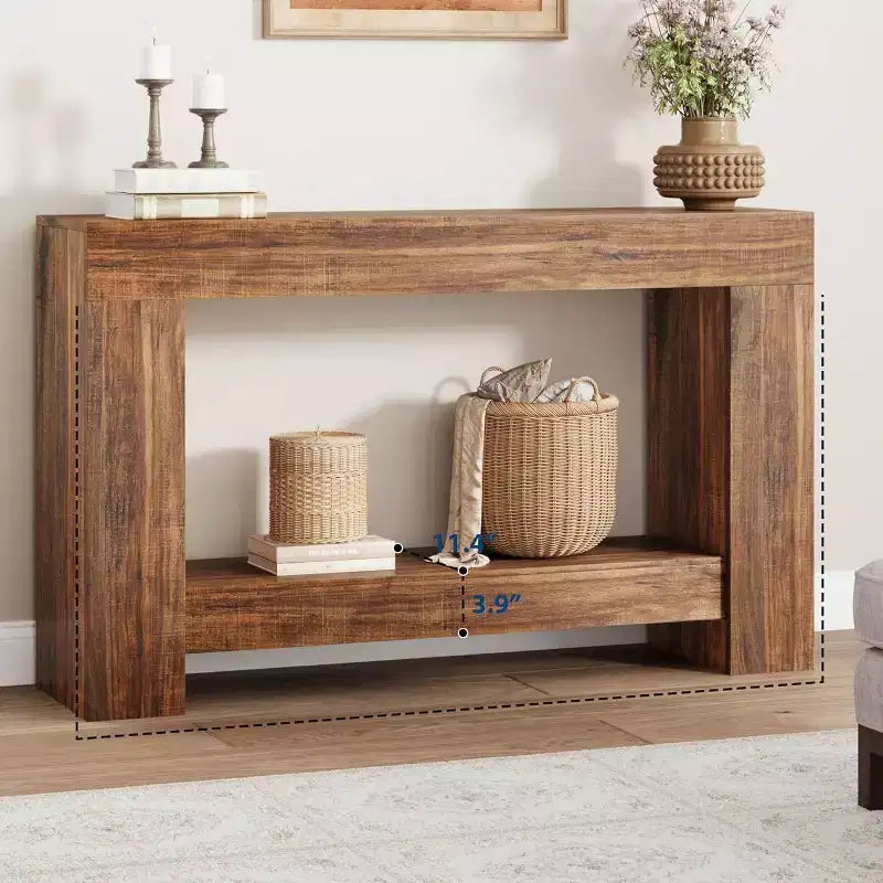 Console de ferme avec étagère de rangement à 2 niveaux