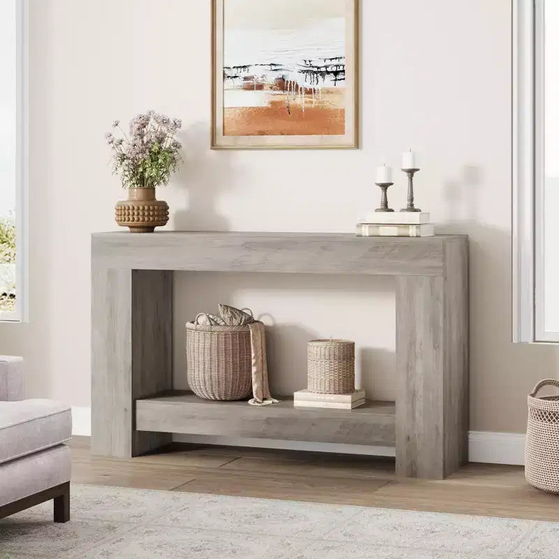 Console de ferme avec étagère de rangement à 2 niveaux
