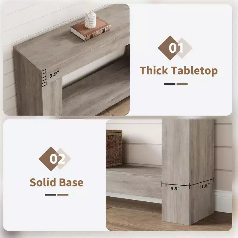 Console de ferme avec étagère de rangement à 2 niveaux