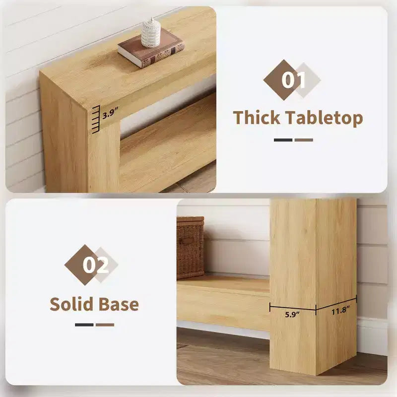 Console de ferme avec étagère de rangement à 2 niveaux